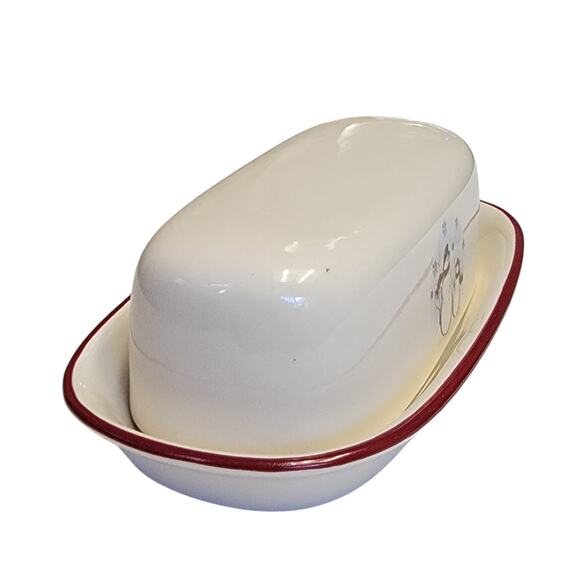 VTG 90s Royal Seasons Butter Dish‎ Holiday Snowmen Christmas 2 Pc Stoneware - Picture 6 of 7